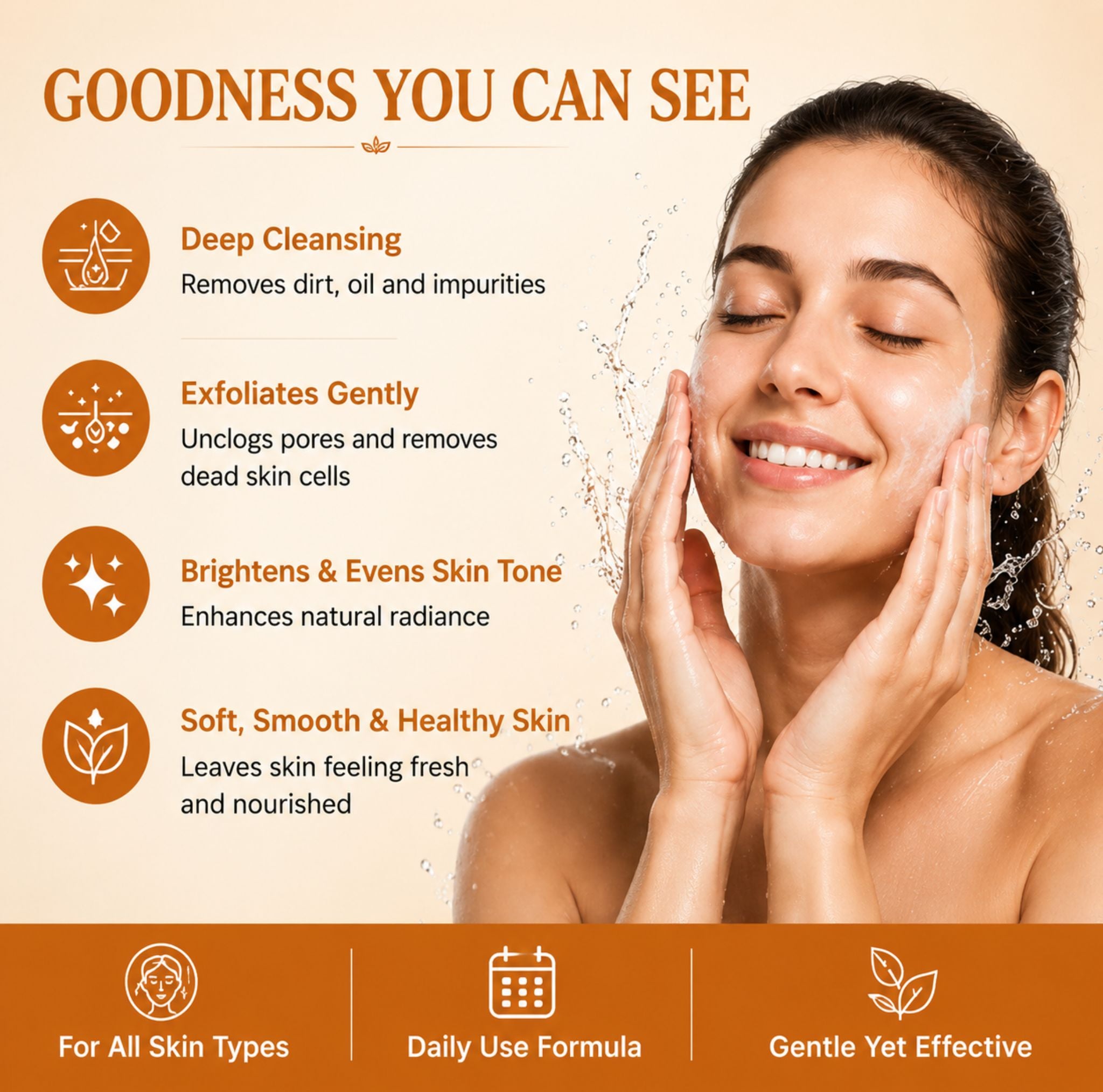 Popsky Vitamin C, Rice Bran & Scrubbing Particles Deep Cleanse Tan Removal Men & Women Face Wash (100 ml)