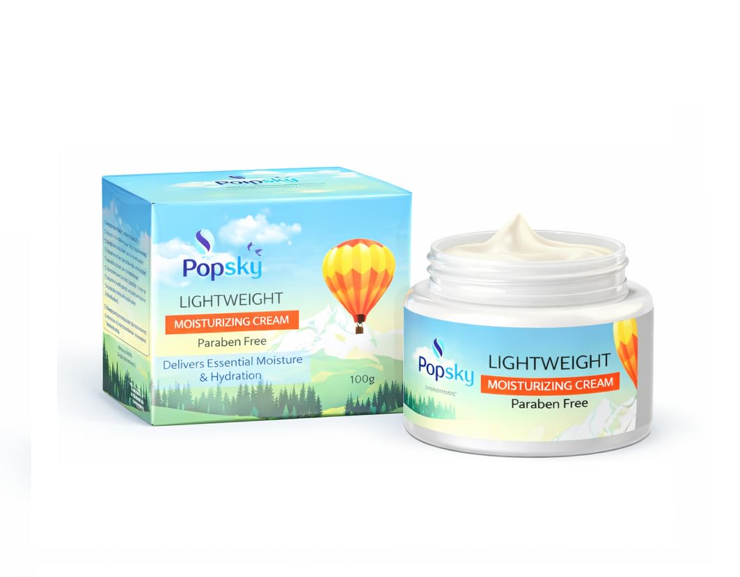 POPSKY Lightweight Moisturizing Cream for Face | Vitamin E & Jojoba Oil | Paraben-Free | 100g